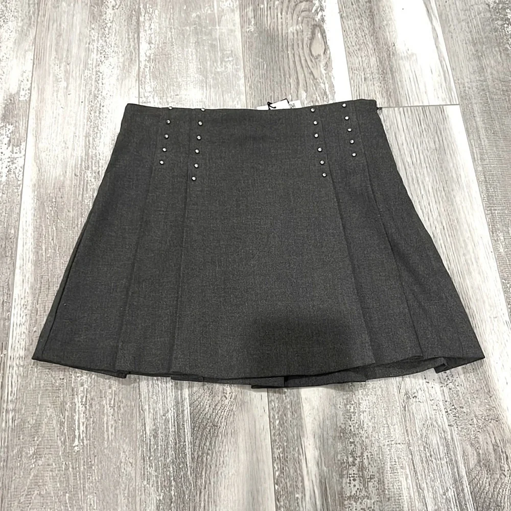 Zara Pleated Studded Skirt